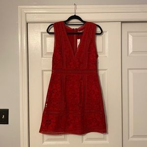 Red Crochet Alice and Olivia Mini Dress NWT